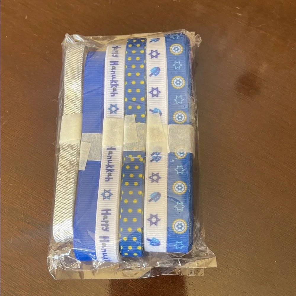 Hanukkah Ribbon Pack - Blue & White Holiday Grosgrain Ribbons